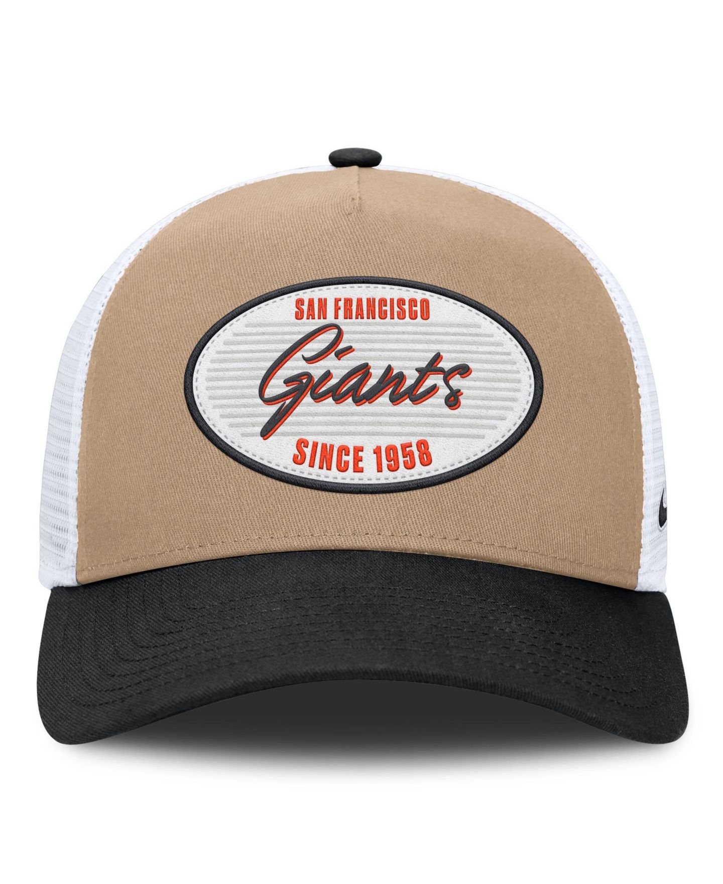 Мужская кепка Nike Khaki/Black San Francisco Giants Rise A-Frame Trucker Adjustable Hat — фото 3