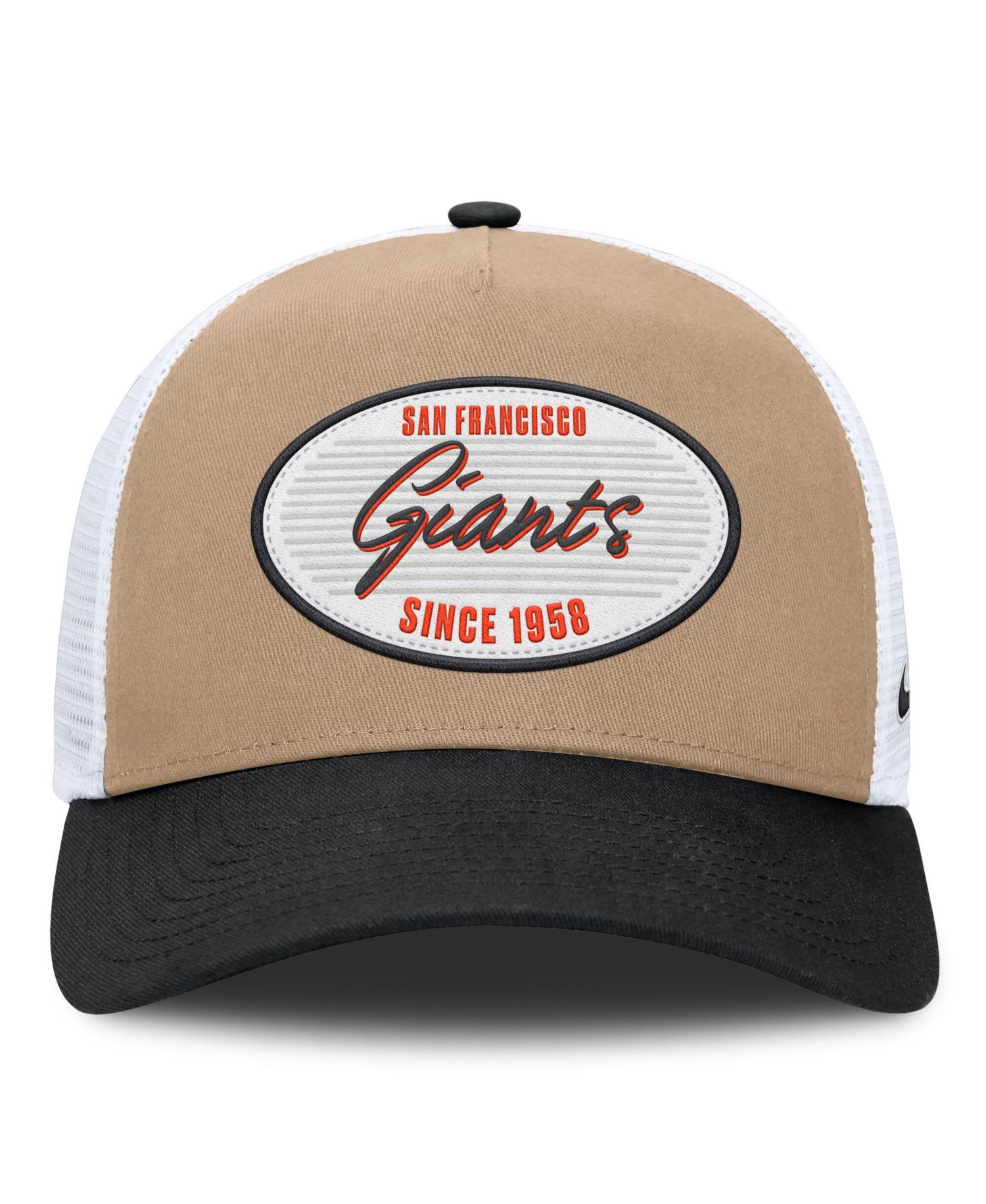 Men's Khaki/Black San Francisco Giants Rise A-Frame Trucker Adjustable Hat