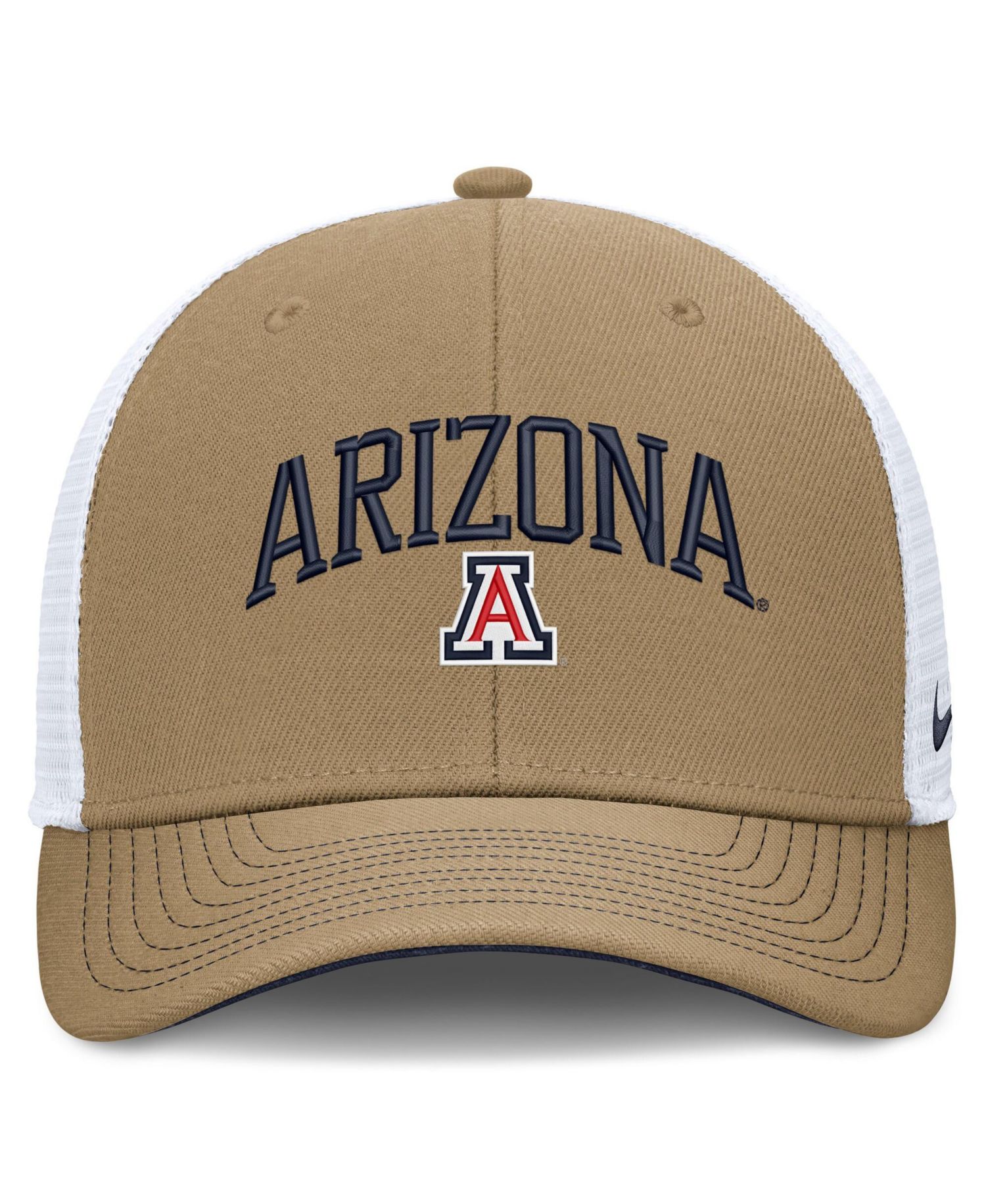 Men's and Women's Beige/Navy Arizona Wildcats Primetime Arched Trucker Adjustable Hat