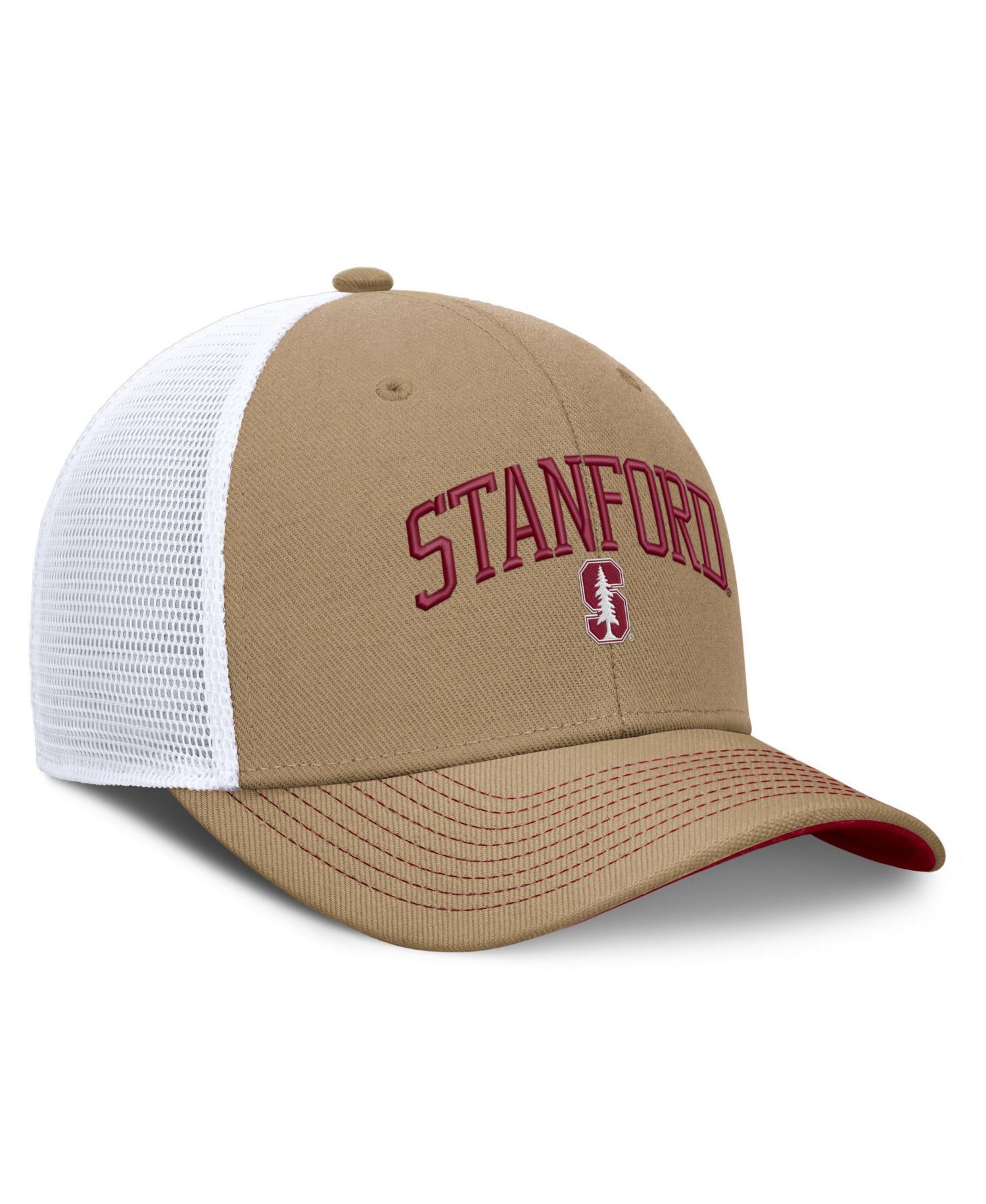 Men's and Women's Beige/Cardinal Stanford Cardinal Primetime Arched Trucker Adjustable Hat