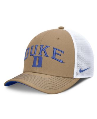 Men's and Women's Beige/Royal Duke Blue Devils Primetime Arched Trucker Adjustable Hat