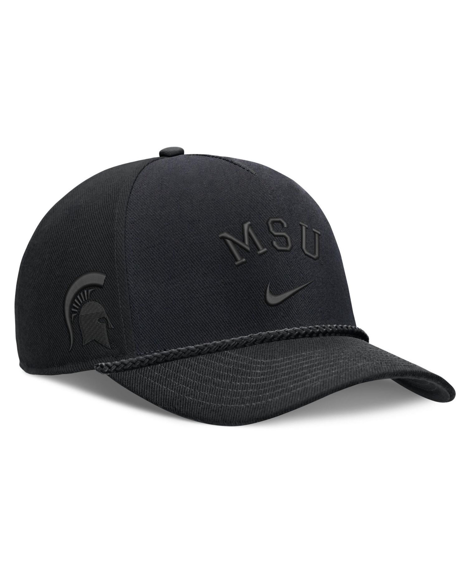 Men's and Women's Black Michigan State Spartans Campus Prep Tonal Rope Rise 5-Panel Adjustable Hat
