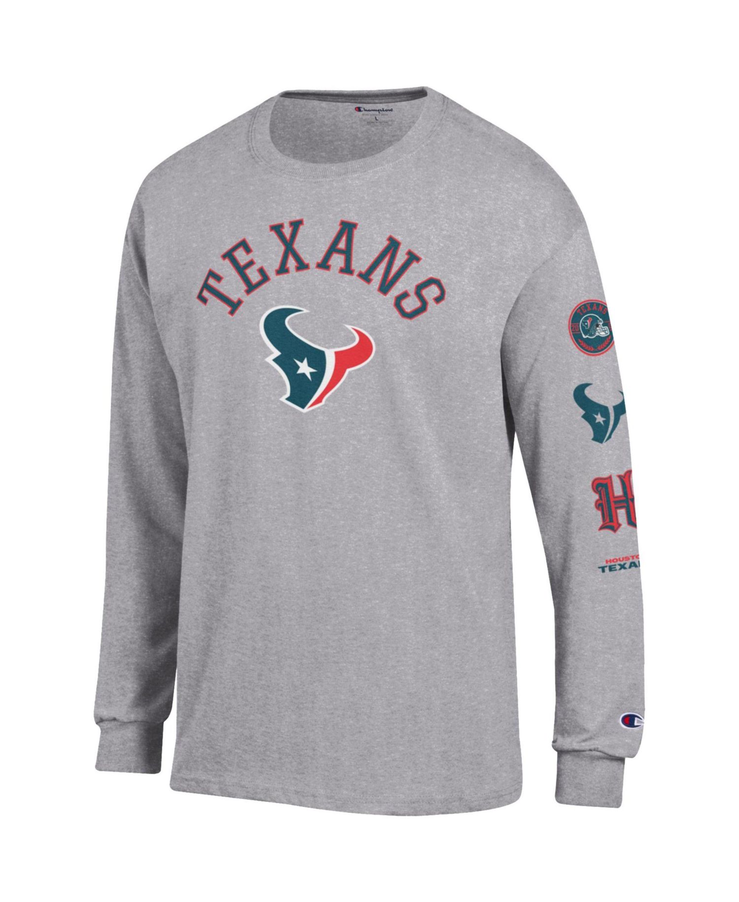 Men's Heather Gray Houston Texans Seal Long Sleeve T-Shirt