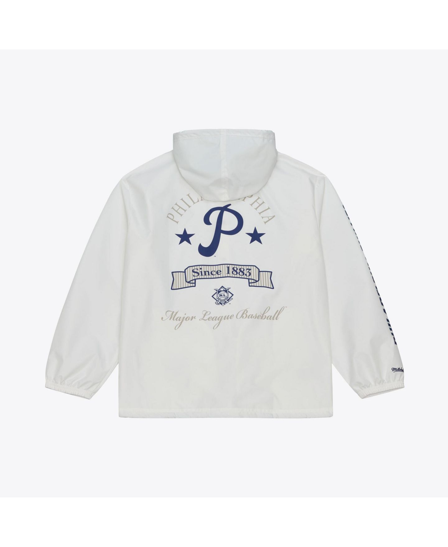 Мужская куртка Mitchell & Ness Mitchell Ness White Philadelphia Phillies Yacht Rock Coaches Full-snap Hooded Windbreaker — фото 6