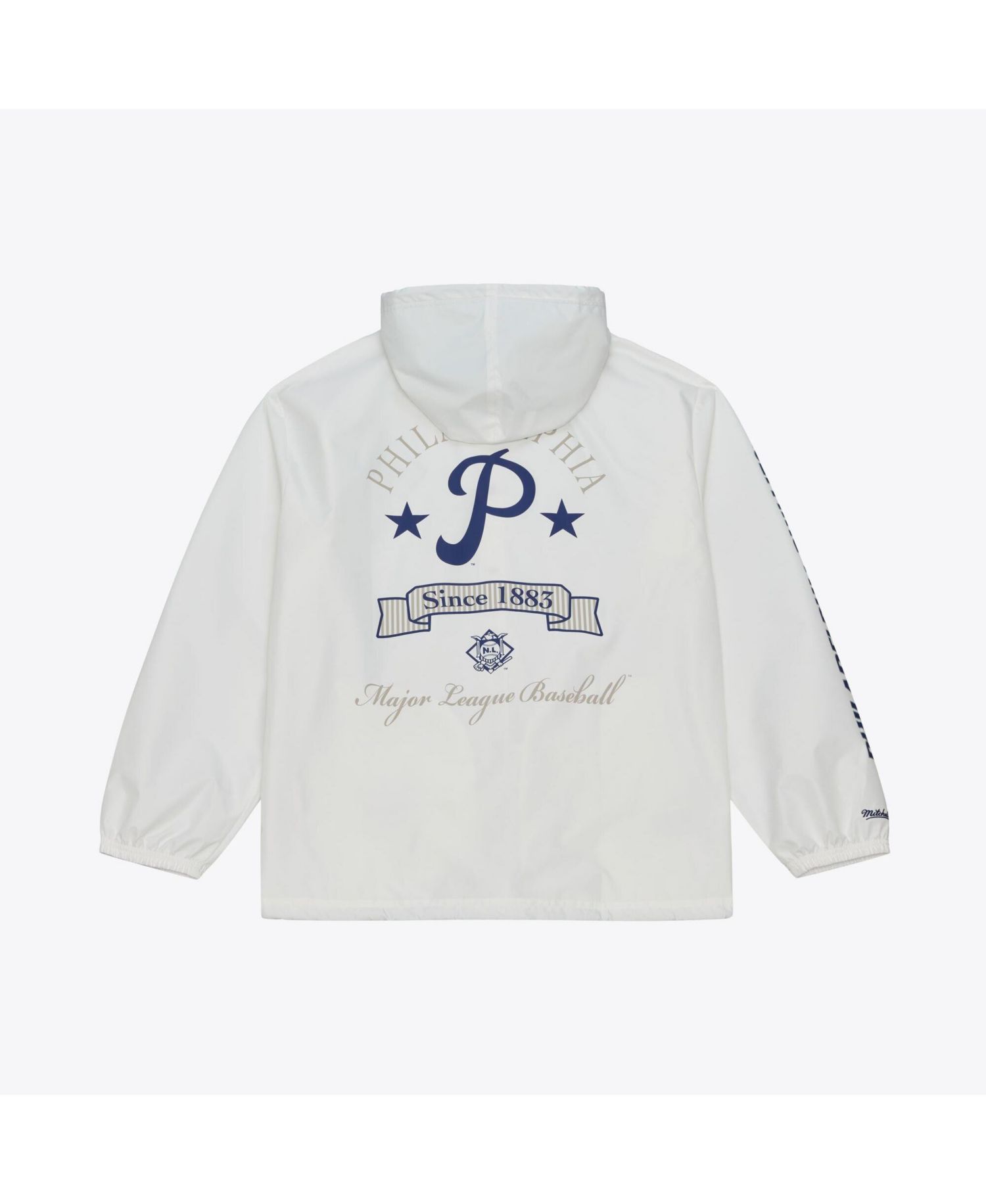 Men's Mitchell Ness White Philadelphia Phillies Yacht Rock Coaches Full-snap Hooded Windbreaker Jacket