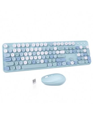 Retro Typewriter Wireless Keyboard Mouse Combo Multicolor Mirror Floating Keys