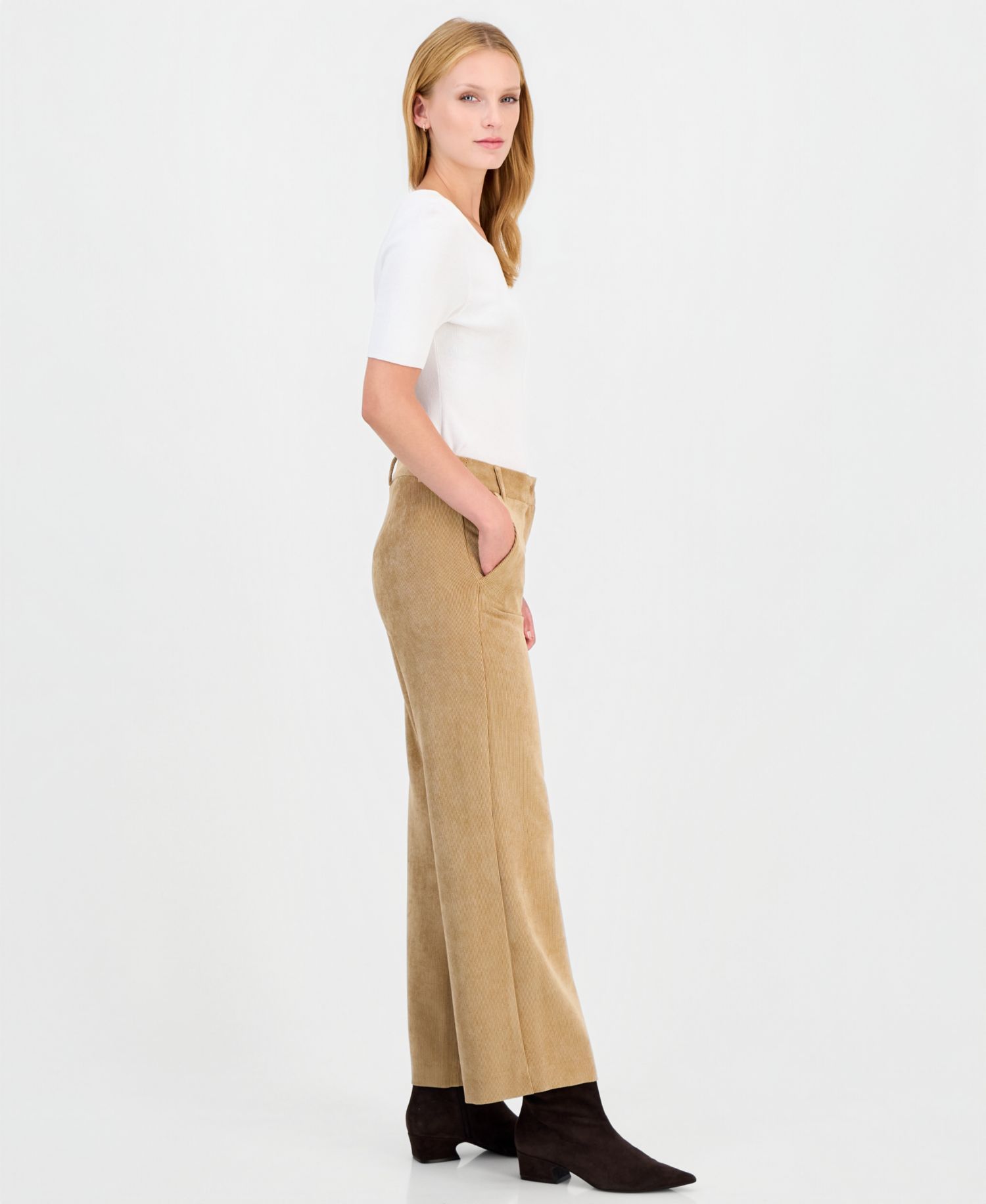 Women's Wide-Leg Stretch Corduroy Trousers