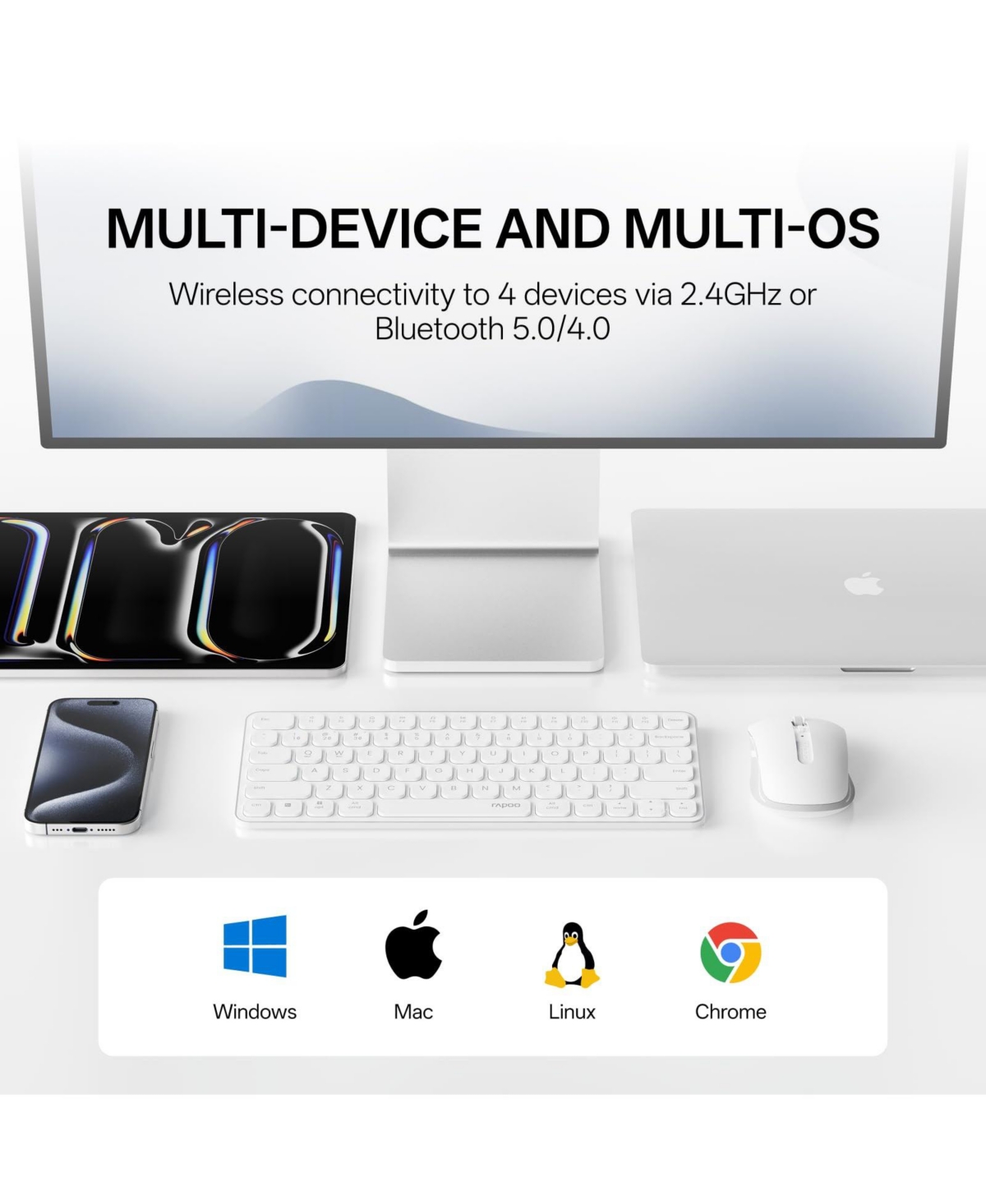 Lofree Wireless Silent-Click Adjustable Dpi Keyboard and Mouse Combo, Compatible with Windows, Mac, Linux, Chrome