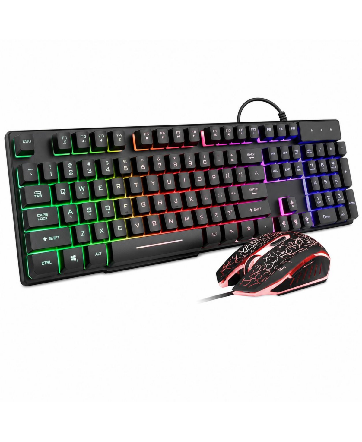 Lofree Wired Mechanical-Feel Led Backlit Keyboard and Mouse Combo for Windows PCs