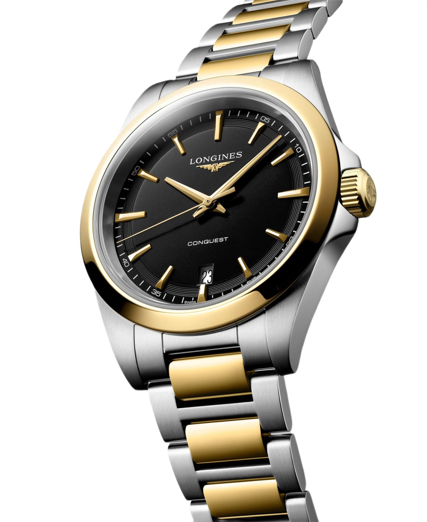 Мужские часы Longines Conquest Yellow PVD Coating and Silver Stainless Steel Strap Watch 38mm — фото 2
