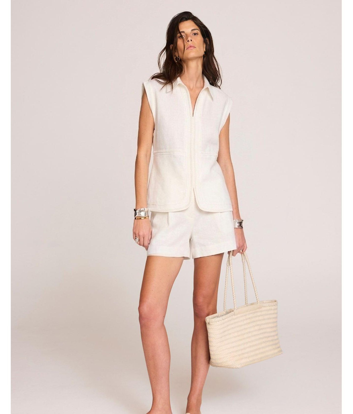 Женская блузка Mint Velvet Sleeveless Collared Pocket Linen, цвет: Слоновая кость — фото 4