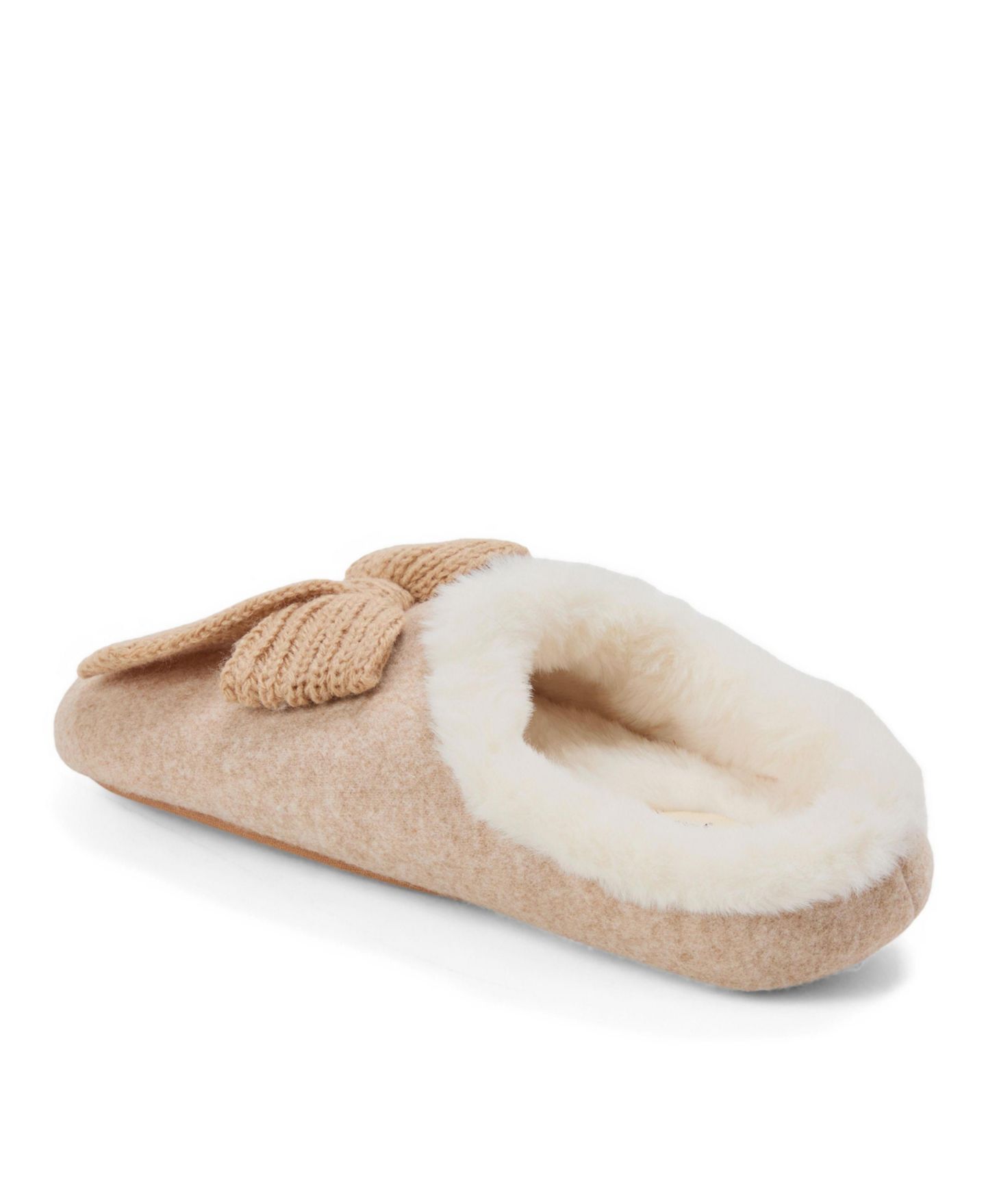 Женские сабо Dearfoams Josie Knit Clog Slipper with Bow, цвет: Латте — фото 6