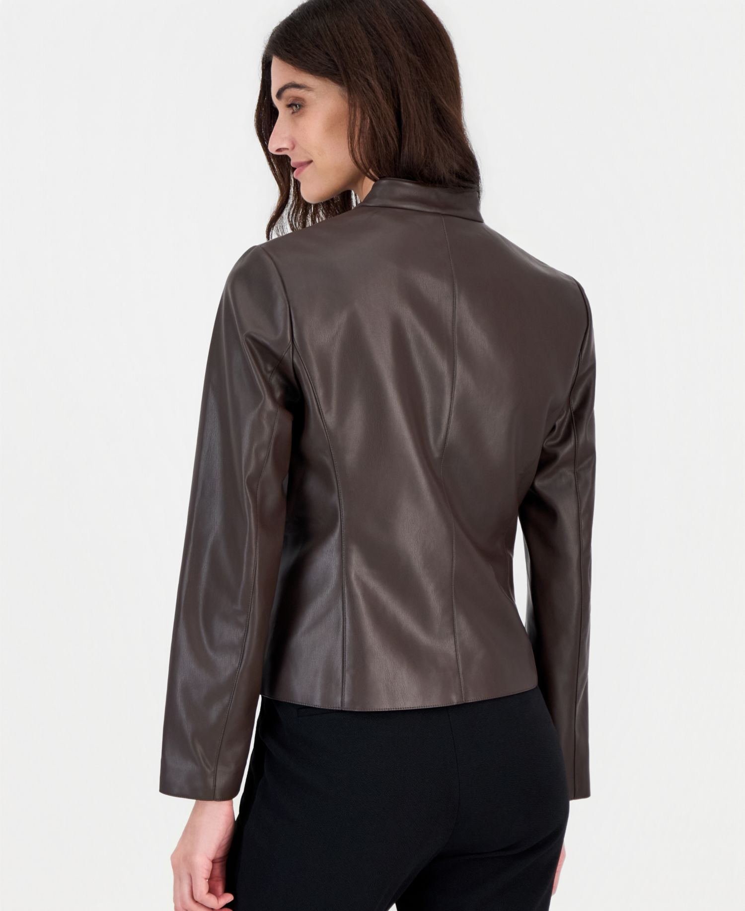 Petite Moto Fitted Zipper-Pocket Jacket