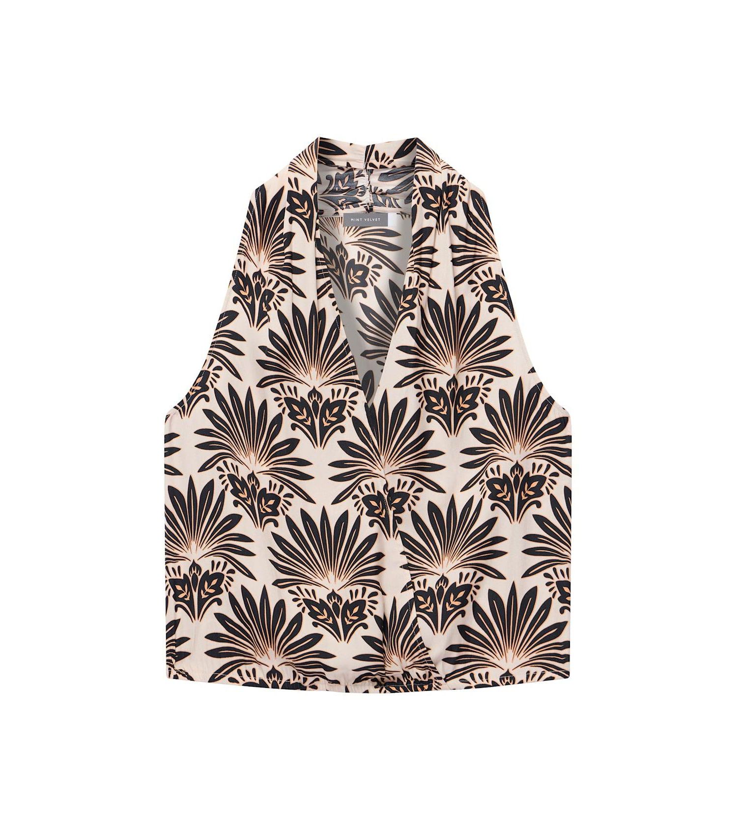 Women's Sunset Palm Halter V-Neck Wrap Top