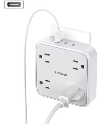 Wall Outlet Extender with 4 Outlet, 2 USB C, 22V for Home, Office and Travel
