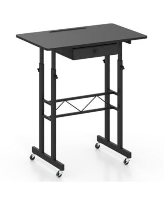 Height Adjustable Laptop Desk with Fabric Drawer and Tablet Holder