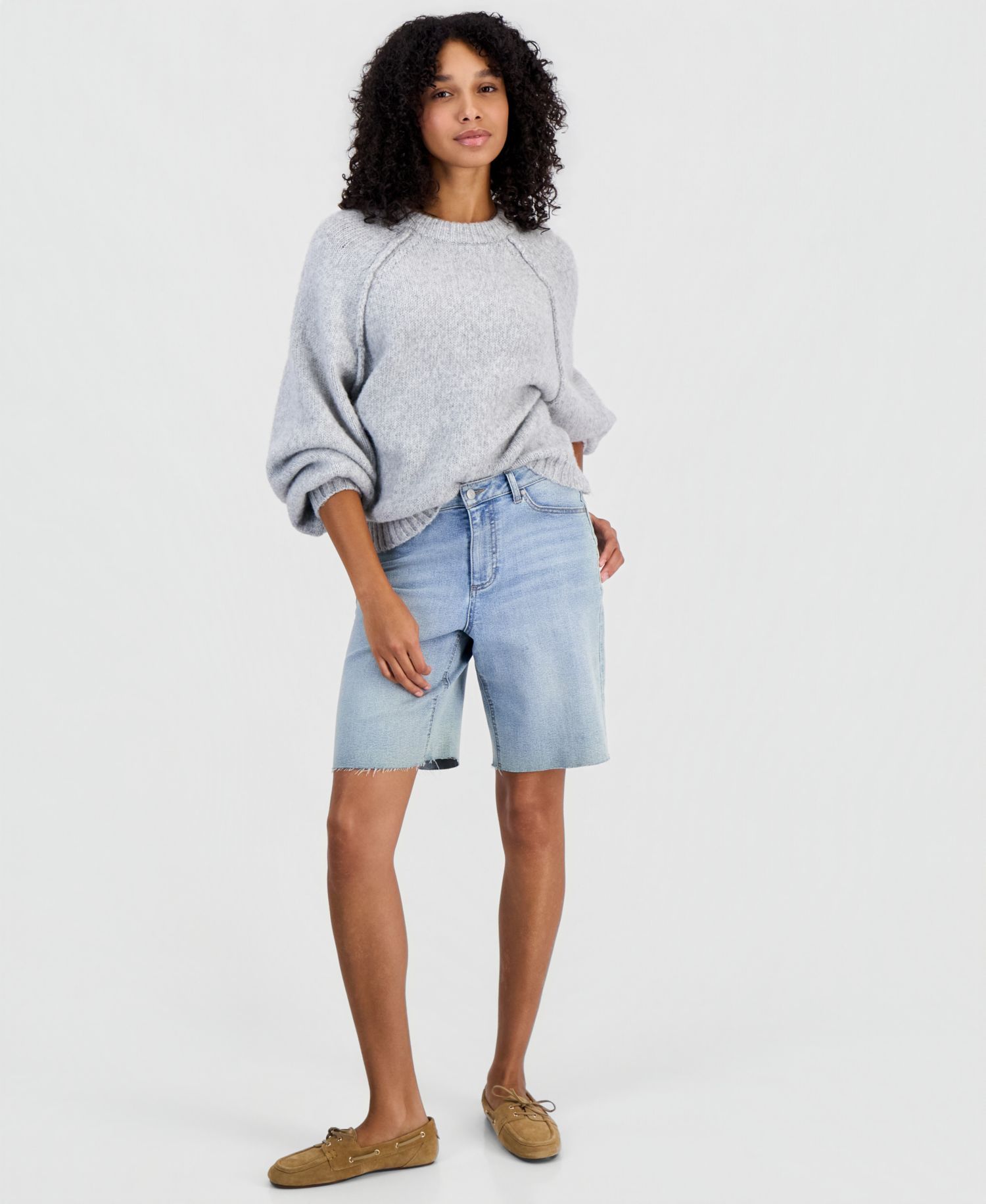 Petite Raglan Slouchy Crew Sweater