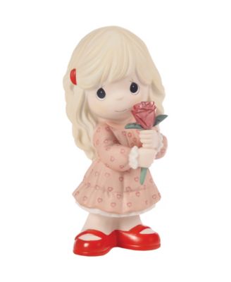 Girl Holding Rose Figurine