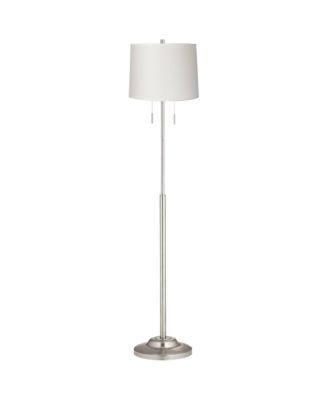 360 Lighting Abba Modern Floor Lamp Standing 66" Tall Brushed Nickel Silver White Hardback Tapered Drum Shade for Living Room Bedroom Office House