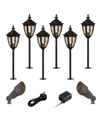 Uvas 22 1/2" High Traditional 10-Piece Outdoor Landscape Path and Spot Light Set Porch LED Bulb Bronze Finish