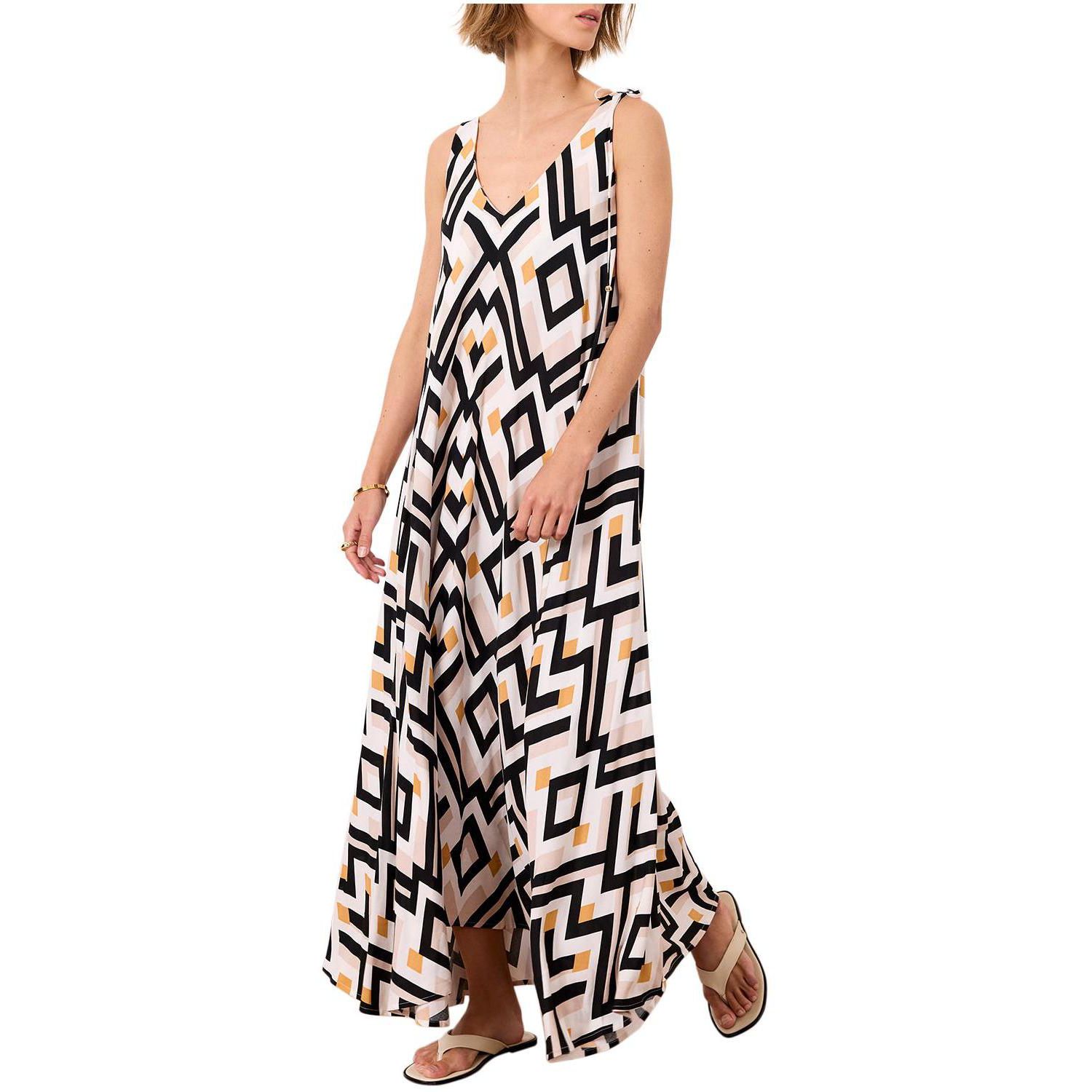 Women's Monaco Geometric V-Neck Maxi Dress