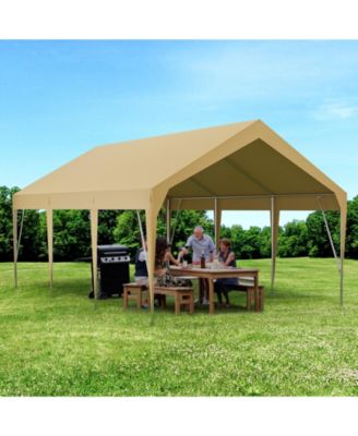 12 x 20/10 x 20 FT Carport Canopy Cover, Heavy Duty Waterproof UV Protected Car Shelter for Patio Parking Driveway, Green/Khaki