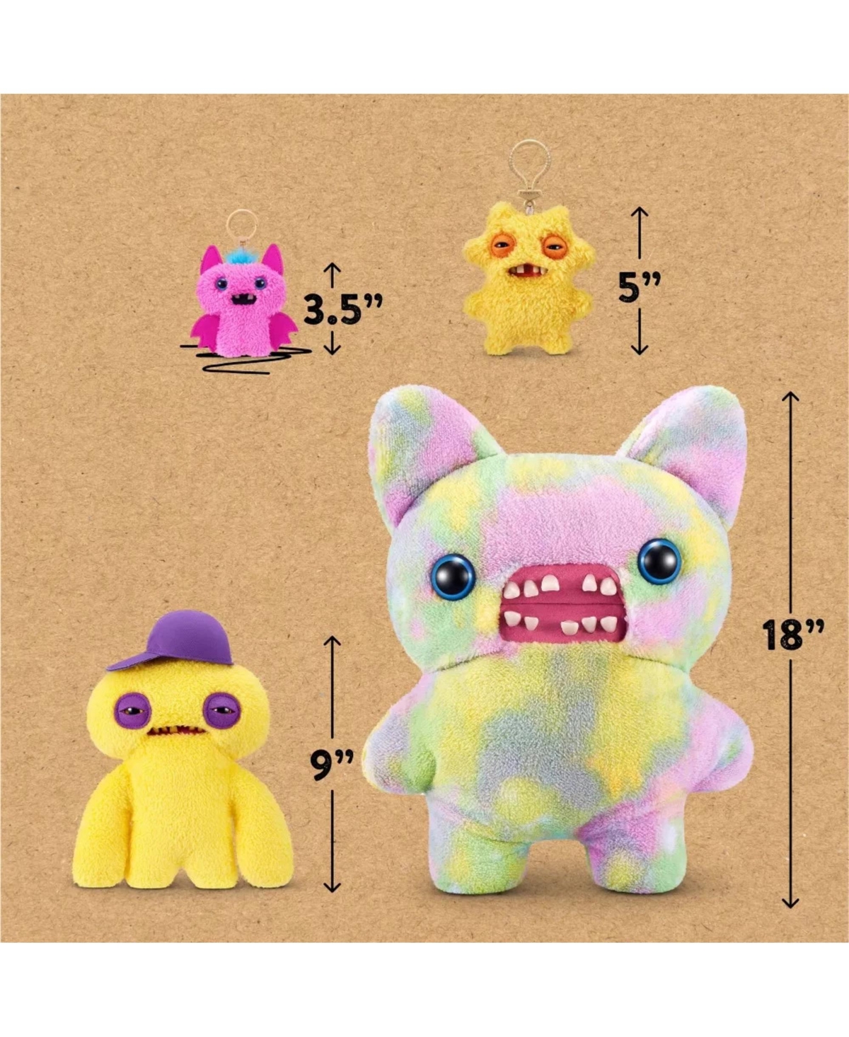 Fuggler Baby Pinkles Winged Bat 3.5" Plush Keychain