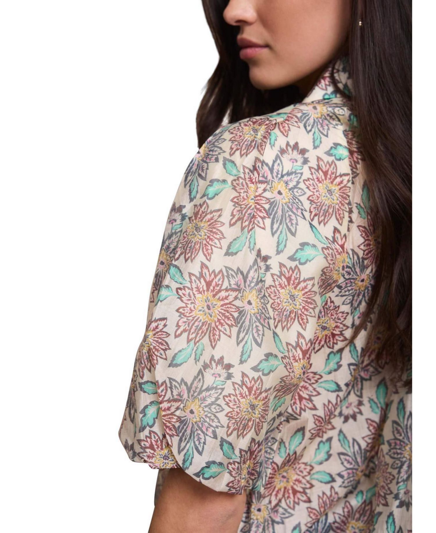 Women's Floral-Print Puff-Sleeve Shirt