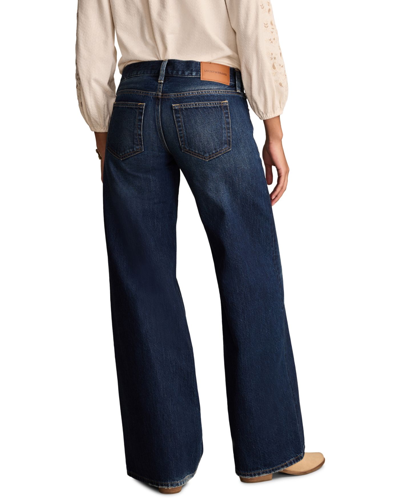 Женские джинсы Lucky Brand Low-Rise Wide-Leg, цвет: Тёмный чернильный варёный — фото 5