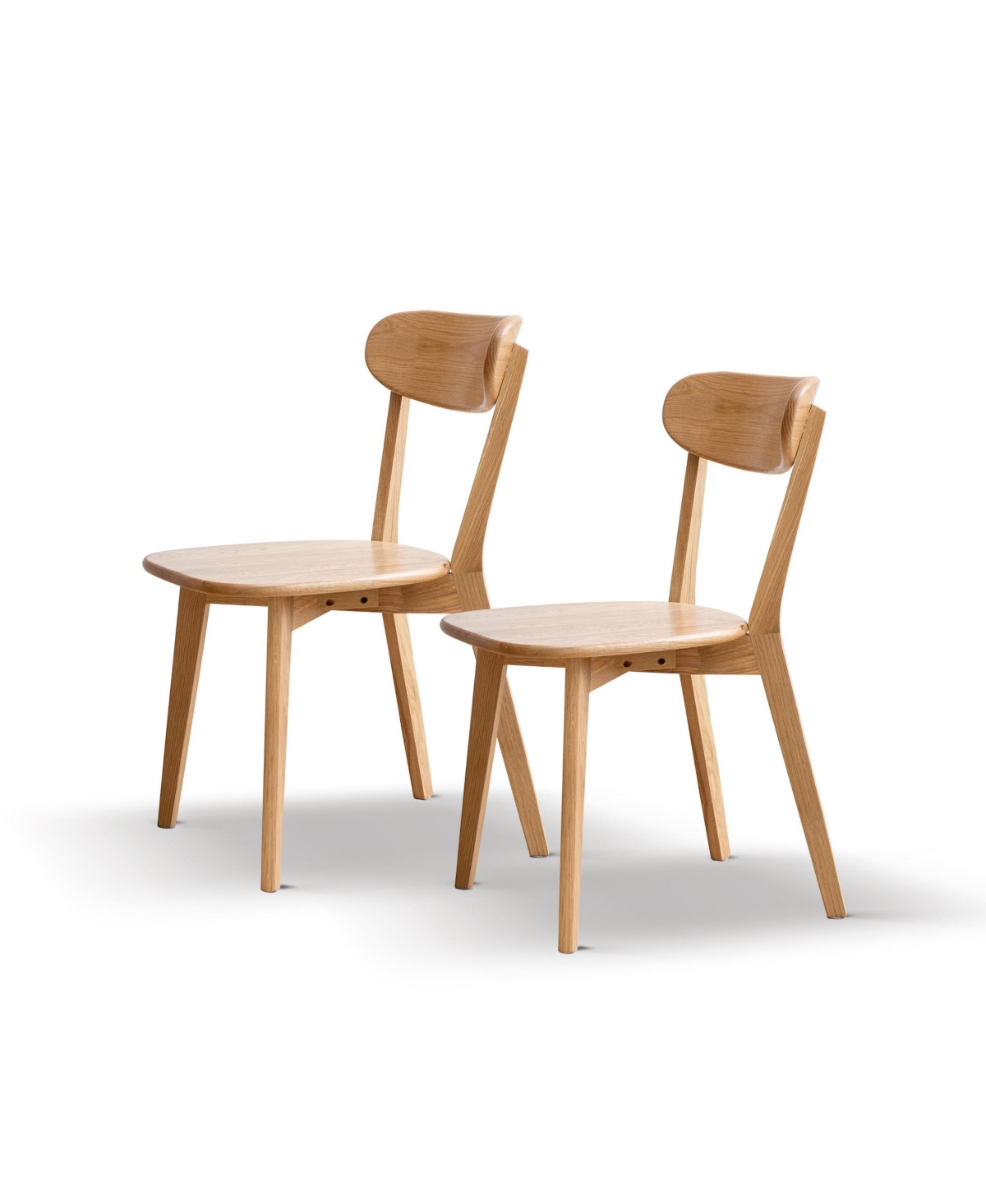 Flynama Set of 2 Solid Fas Grade North American Oak Dining Chairs, Unupholstered All-Solid Wood Side Chairs 46.5×54×80cm