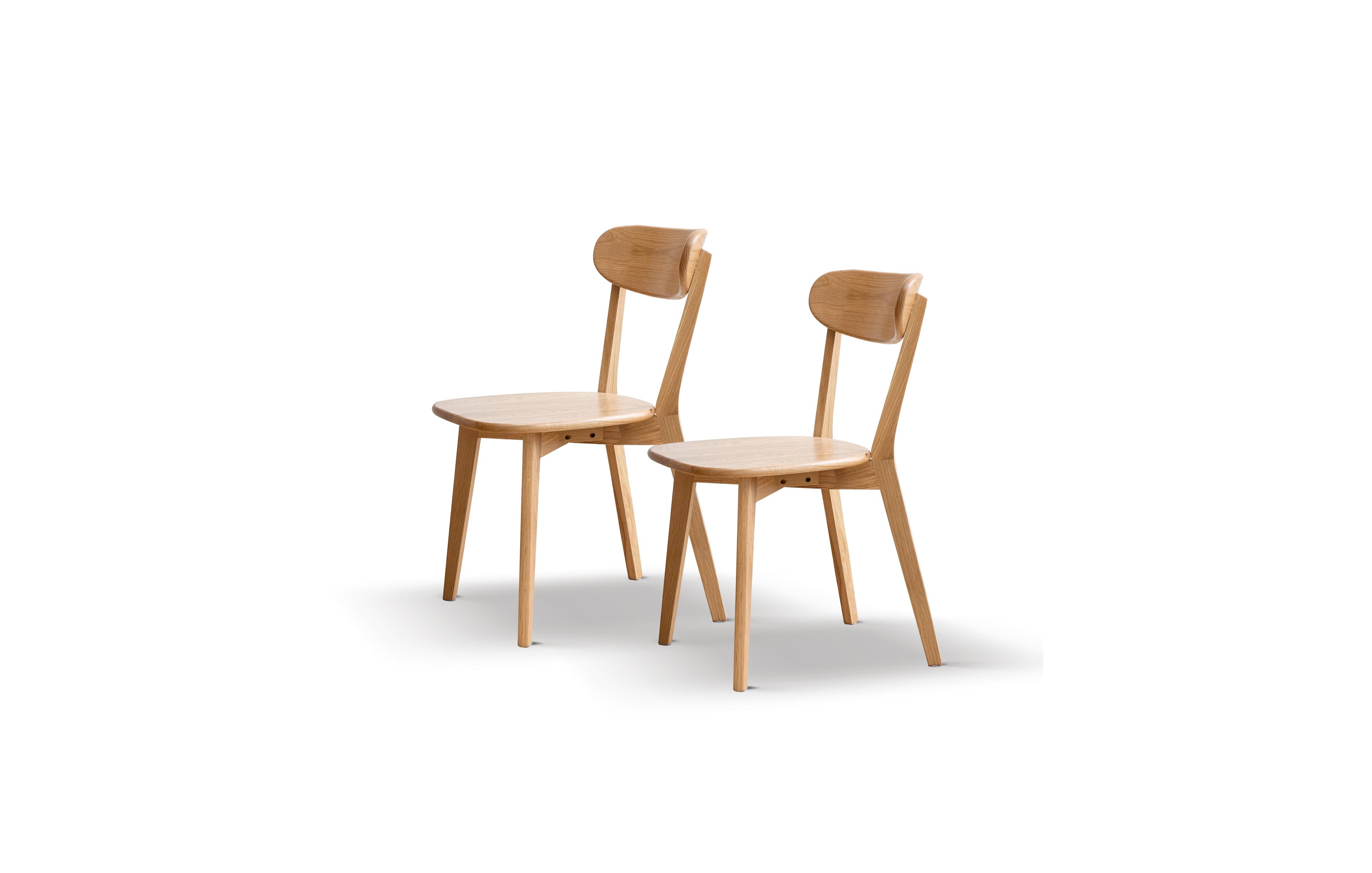 Flynama Set of 2 Solid Fas Grade North American Oak Dining Chairs, Unupholstered All-Solid Wood Side Chairs 46.5×54×80cm