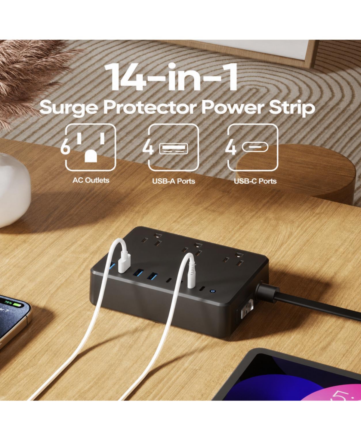 Lofree 100W Charging Station 14-in-1 Usb Fast Charger Surge Protector