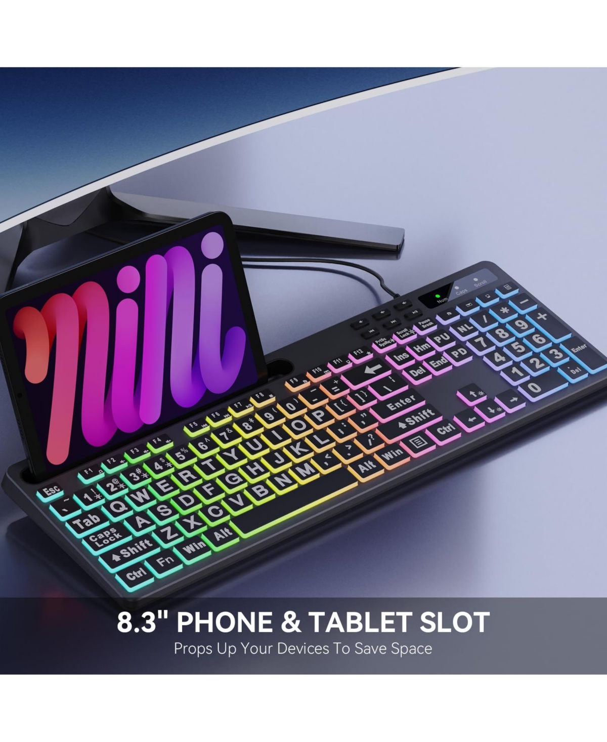 Lofree Large Print Wired Rgb-Backlit Gaming Keyboard