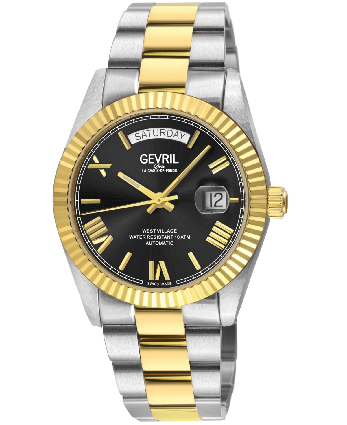 Gevril Men's Swiss Made West Village Swiss Automatic Two tone Stainless Steel Bracelet Watch