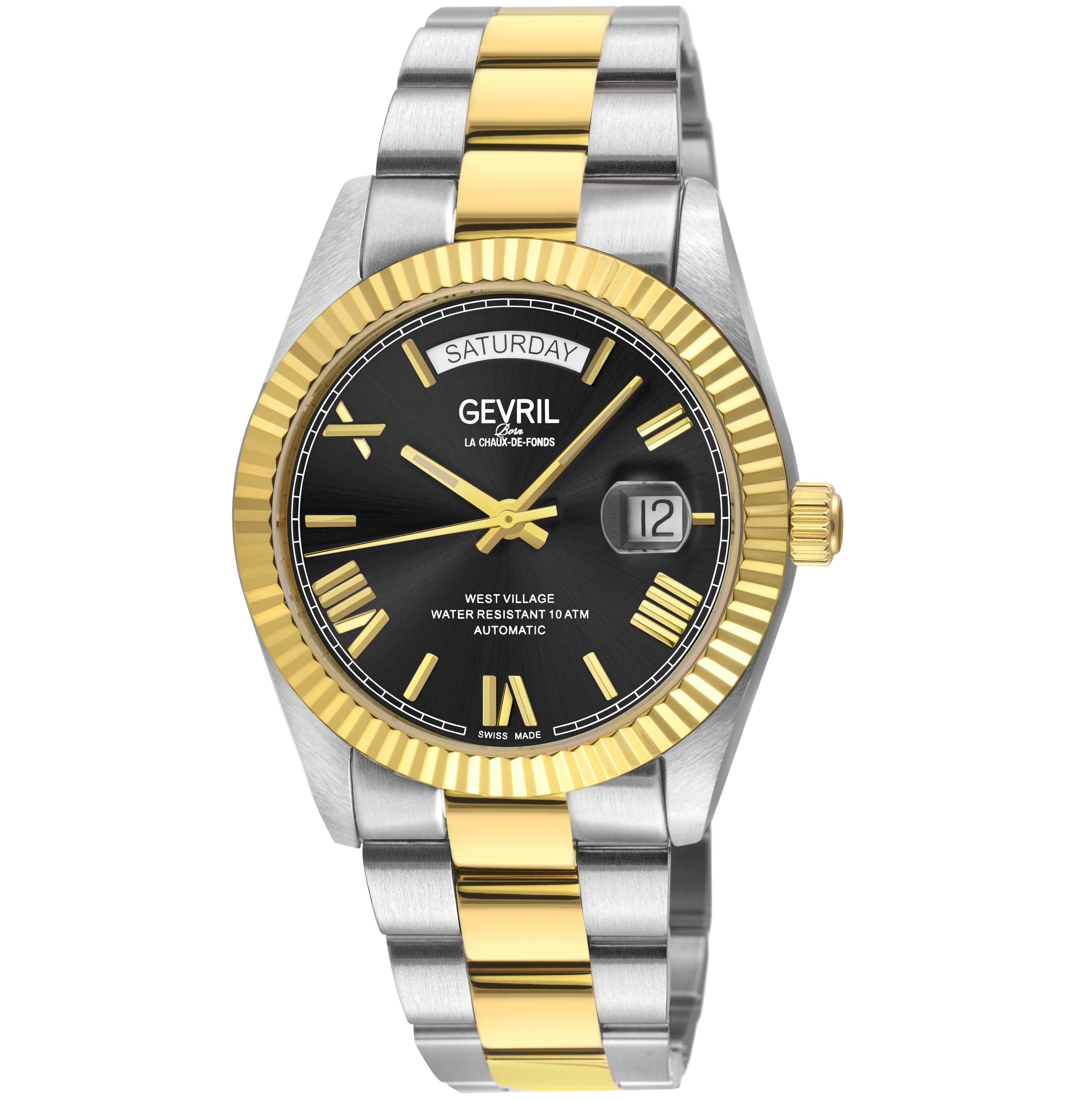 Gevril Men's Swiss Made West Village Swiss Automatic Two tone Stainless Steel Bracelet Watch