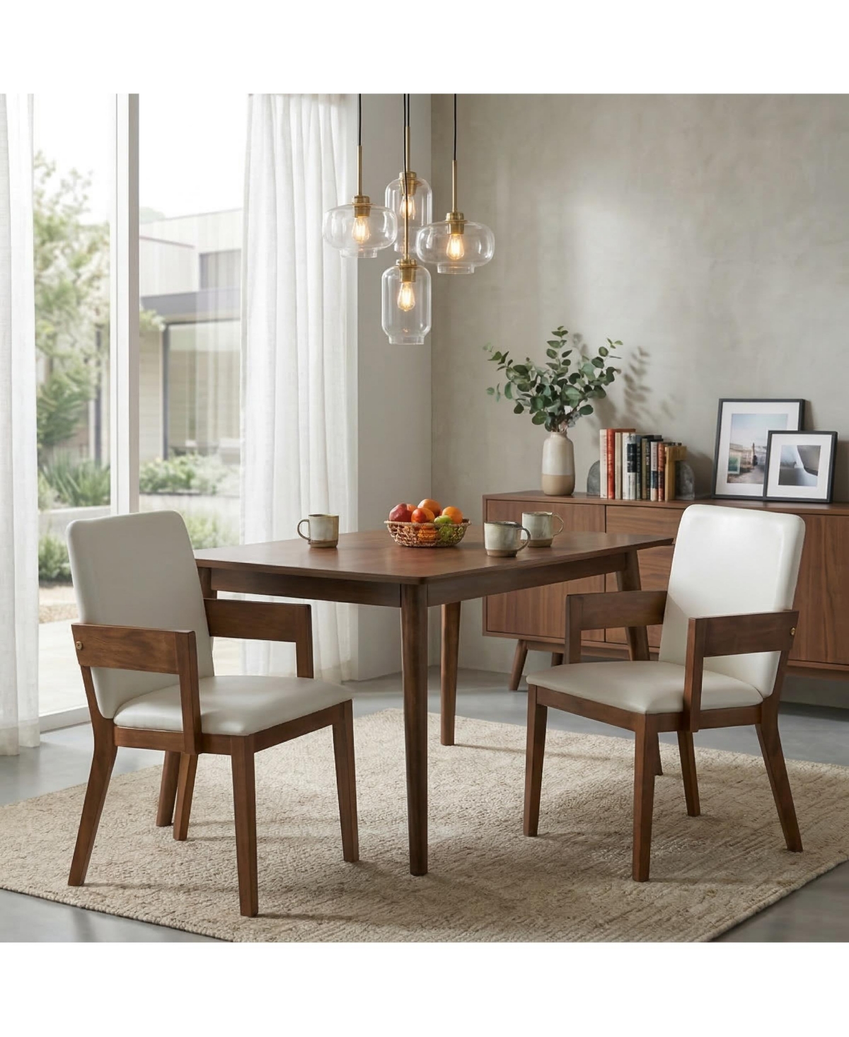 Flynama Set of 2 Modern Dining Chairs, Hardwood Frame with Glossy Pu Leather Upholstery
