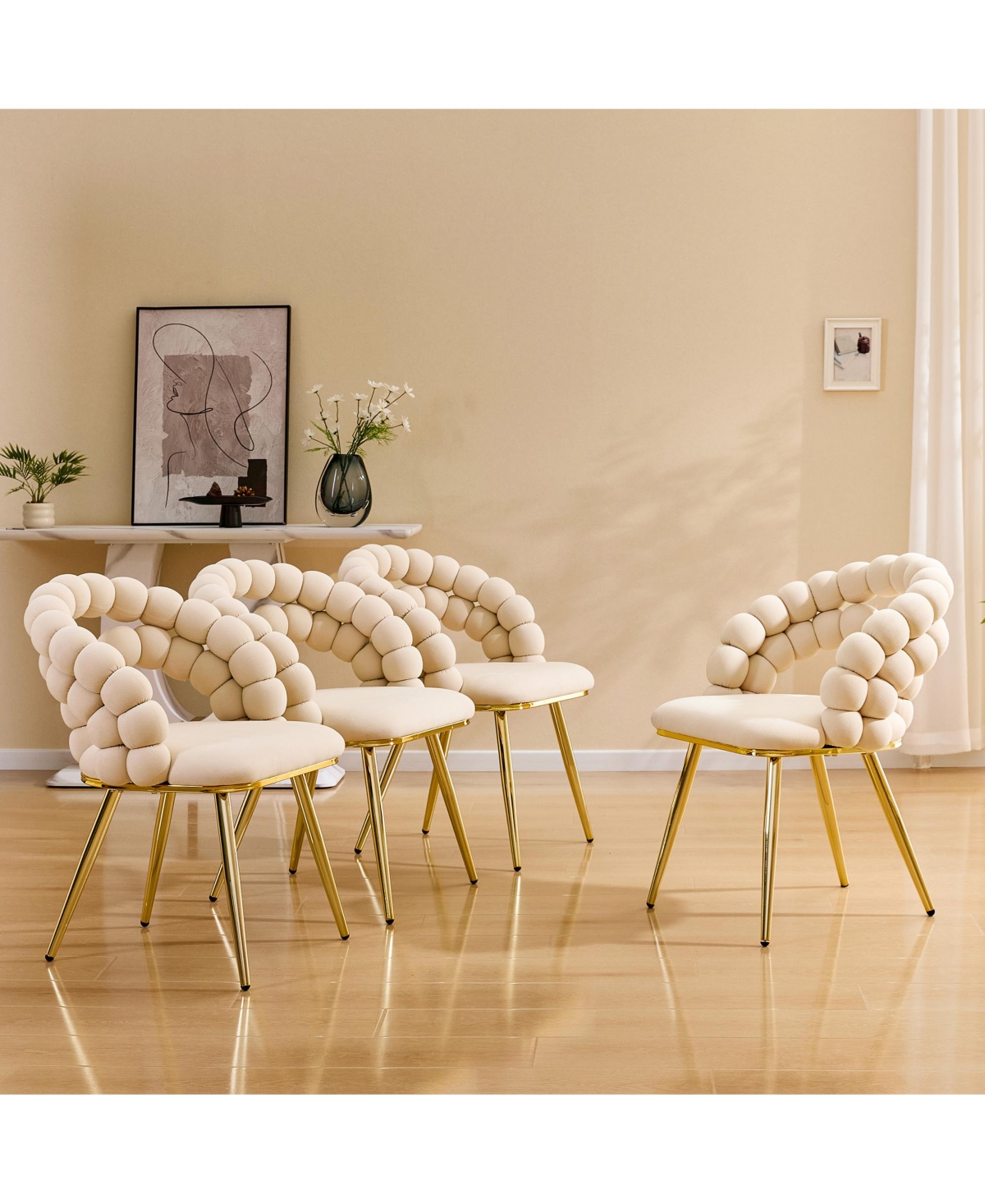 Flynama 2 Pack Velvet Dining Chairs, Bubble Cushion Back Accent Chairs with Finished Metal Legs