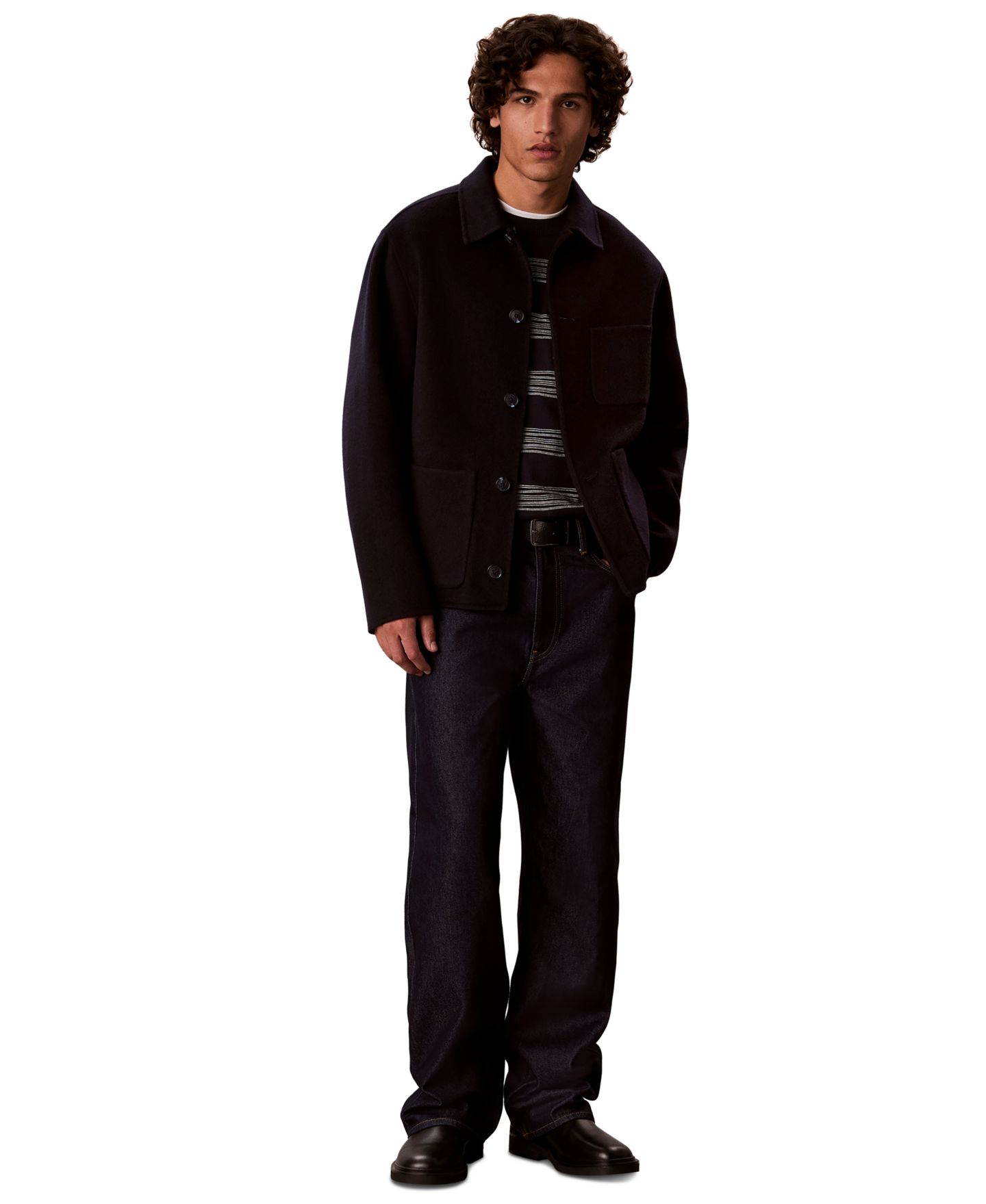 Мужской свитер Calvin Klein Space Stripe Crewneck, цвет: Dark Saphire — фото 2