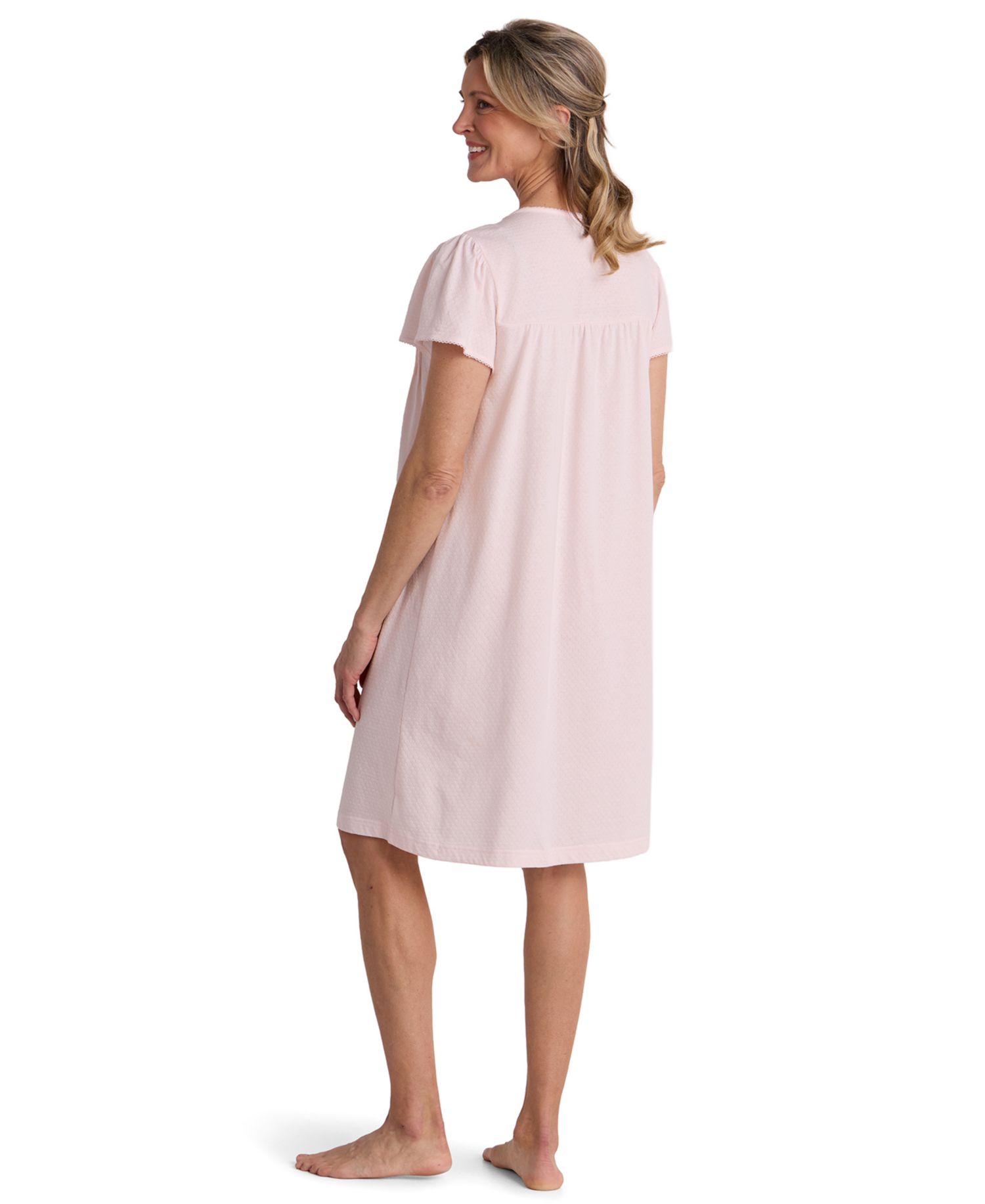 Women's Silky-Knit Pointelle Lace-Trim Cotton-Blend Nightgown