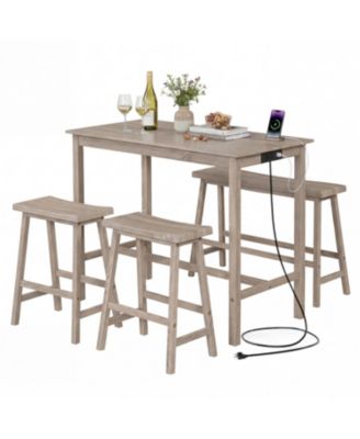 4-Piece Counter-Height Dining Set with Bench and Outlet