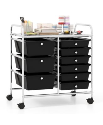 9-Drawer Rolling Storage Cart with Wide Top Shelf