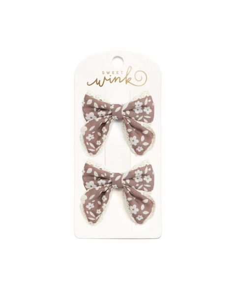 Аксессуары для волос Sweet Wink Mocha Floral Lace Bow Clip Set для девочек, цвет: Разноцветный