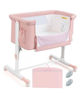 Baby Bassinet Bedside Crib with Changing Table Mattress Detachable Canopy Basket