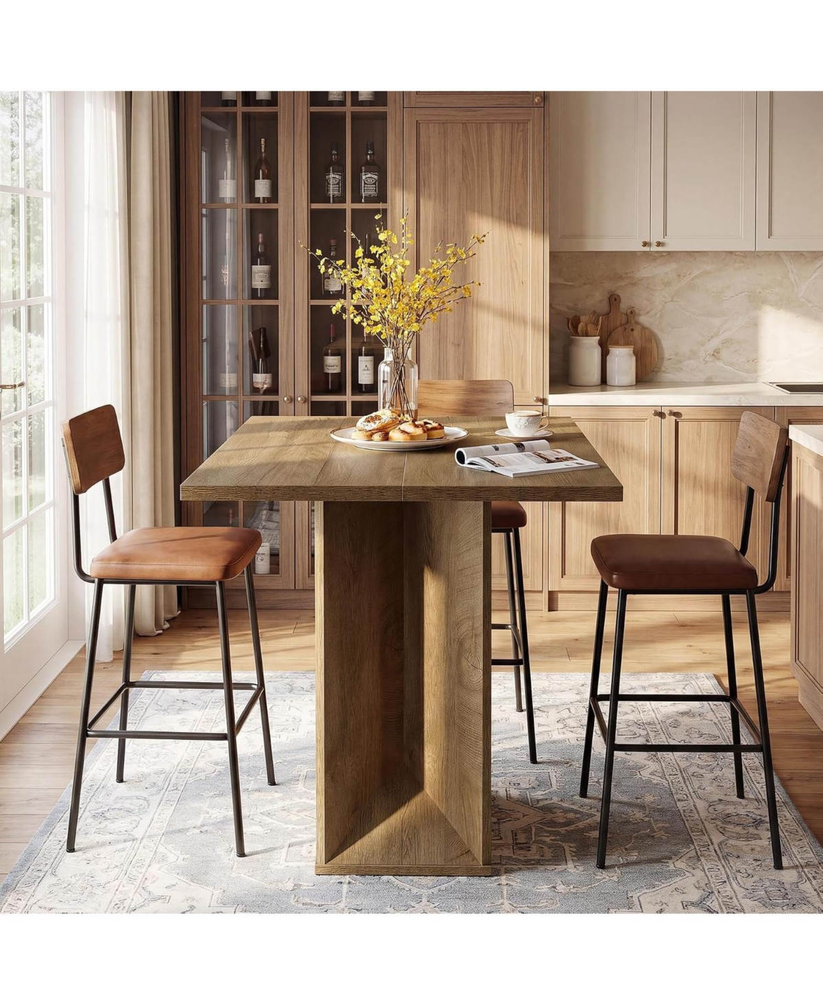 Tribesigns Square Bar Table, 31.5" Counter Height Pub Bistro Table, Home Bar Unit for Small Spaces, Kitchen, Home Bar
