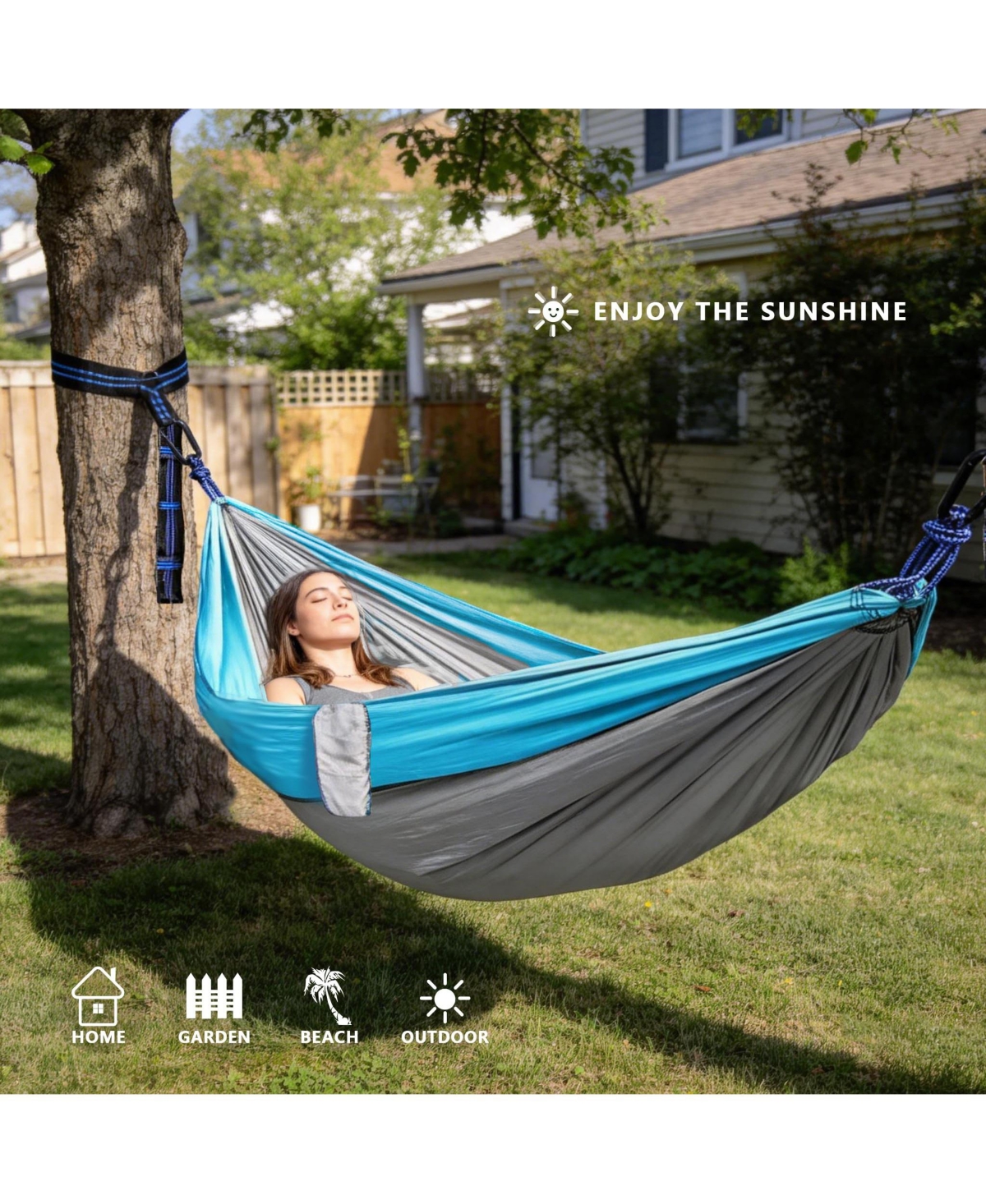 Piscifun Portable Camping Hammock With Tree Straps Lightweight Parachute Nylon For Outdoor Travel Hiking Beach 400lbs Capacity