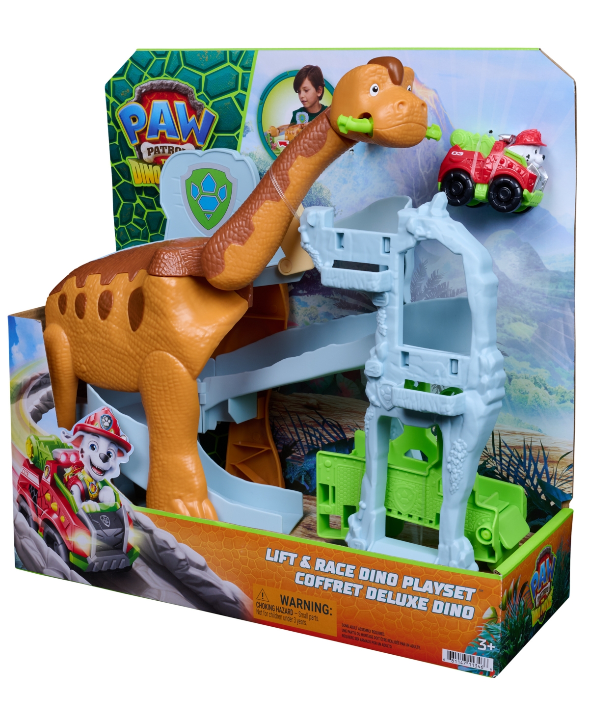 Paw Patrol Dinosaur Lift & Race 3-Piece Playset, Ages 3+