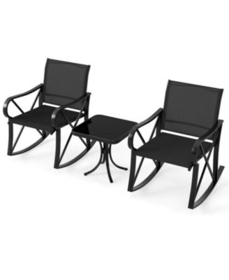 Patio Rocking Set with Smooth Rocking Motion Outdoor Rocker Chair Bistro Set