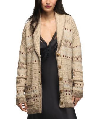 Women's Shawl-Collar Fair Isle Cardigan