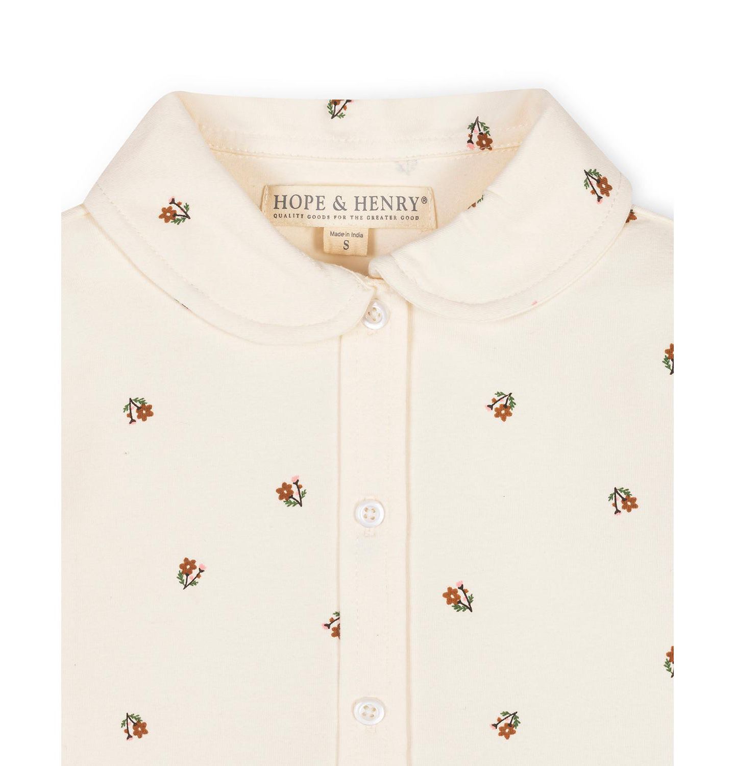 Топ Hope & Henry Organic Peter Pan Collar Knit для девочек, цвет: Слоновая кость с принтом — фото 2