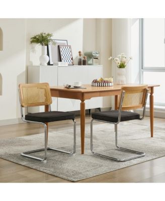 Set of 2 Back Cantilever Dining Chairs, Velvet Upholstered Chrome Double Steel Pipe Base 360 LBS Capacity